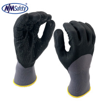 NMSAFETY breathable 3/4 dipped with pvc dots micro foam nitrile working gloves